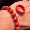 Natural Coral Set Ring Size M1/2 And Bracelet
