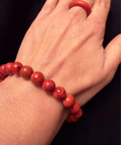 Natural Coral Set Ring Size M1/2 And Bracelet