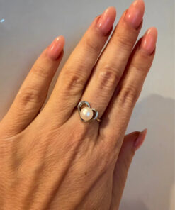 TGGC 925  Sterling Silver Pearl Heart Ring -UK Size Q#44