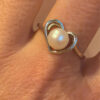 TGGC 925  Sterling Silver Pearl Heart Ring -UK Size Q#44
