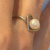 TGGC 925  Sterling Silver Pearl Heart Ring -UK Size Q#44