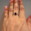 Vintage CRYS Mark Sterling Silver Amethyst Ring -UK Size O#44