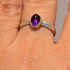 Vintage CRYS Mark Sterling Silver Amethyst Ring -UK Size O#44