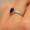 Vintage CRYS Mark Sterling Silver Amethyst Ring -UK Size O#44