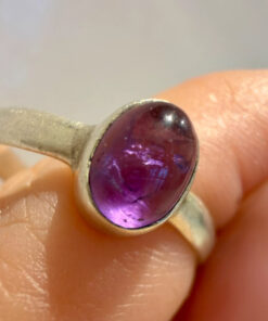 Vintage CRYS Mark Sterling Silver Amethyst Ring -UK Size O