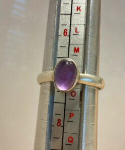 Vintage CRYS Mark Sterling Silver Amethyst Ring -UK Size O
