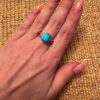 925 Gold On Sterling Silver Turquoise Solitaire Ring -UK Size R1/2