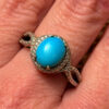925 Gold On Sterling Silver Turquoise Solitaire Ring -UK Size R1/2