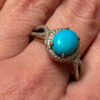 925 Gold On Sterling Silver Turquoise Solitaire Ring -UK Size R1/2