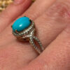 925 Gold On Sterling Silver Turquoise Solitaire Ring -UK Size R1/2