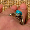 925 Gold On Sterling Silver Turquoise Solitaire Ring -UK Size R1/2