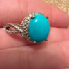 925 Gold On Sterling Silver Turquoise Solitaire Ring -UK Size R1/2