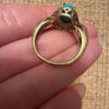 925 Gold On Sterling Silver Turquoise Solitaire Ring -UK Size R1/2