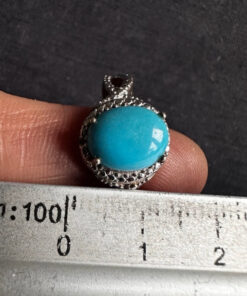 925 Gold On Sterling Silver Turquoise Solitaire Ring -UK Size R1/2