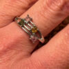 Nickel-silver ring with natural gemstones, size P UK ring size P