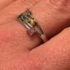 Nickel-silver ring with natural gemstones, size P UK ring size P