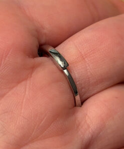 Nickel-silver ring with natural gemstones, size P UK ring size P