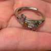 Nickel-silver ring with natural gemstones, size P UK ring size P