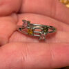 Nickel-silver ring with natural gemstones, size P UK ring size P