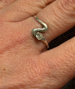 Vintage Soviet ussr silver 800 ring with unknown stone Uk size R #45