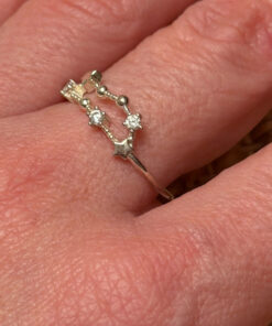 Sterling Silver Zodiac Constellation CZ Ring Uk size P#38