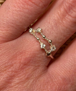 Sterling Silver Zodiac Constellation CZ Ring Uk size P#38