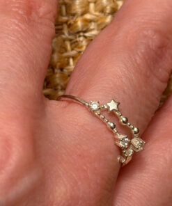Sterling Silver Zodiac Constellation CZ Ring Uk size P
