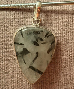Natural Black Rutile 925 Silver Pendant