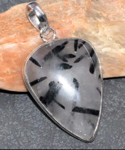 Natural Black Rutile 925 Silver Pendant