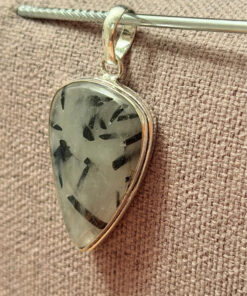 Natural Black Rutile 925 Silver Pendant