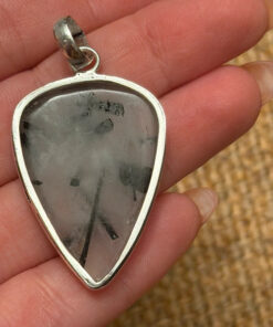 Natural Black Rutile 925 Silver Pendant
