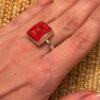 Sponge coral silver ring, size P, new #45