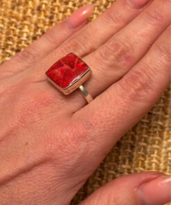 Sponge coral silver ring, size P, new #45