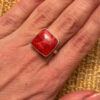 Sponge coral silver ring, size P, new #45