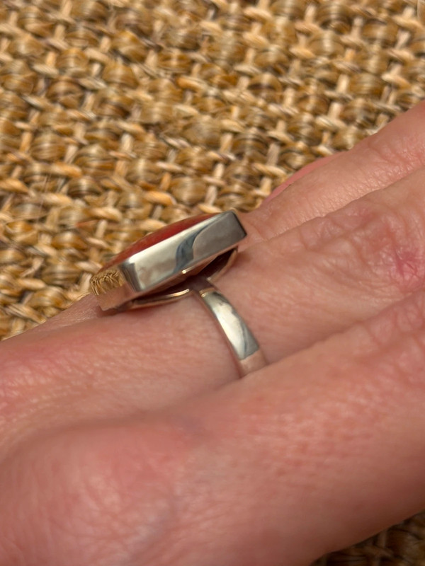 Sponge coral silver ring, size P, new #45