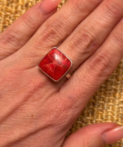 Sponge coral silver ring, size P, new #45