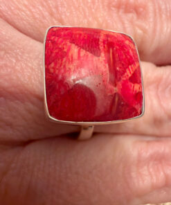 Sponge coral silver ring, size P, new