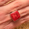 Sponge coral silver ring, size P, new #45