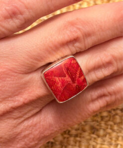 Sponge coral silver ring, size P, new
