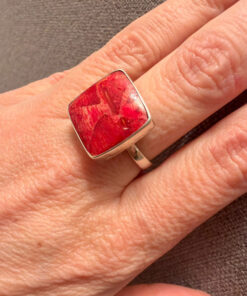 Sponge coral silver ring, size P, new