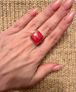 Sponge coral silver ring, size P, new