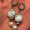 Silver New Earrings with Koh-Lon and Pearl #107