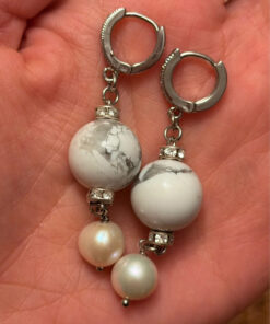 Silver New Earrings with Koh-Lon and Pearl #107