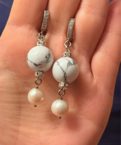 Silver New Earrings with Koh-Lon and Pearl #107