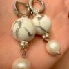 Silver New Earrings with Koh-Lon and Pearl #107
