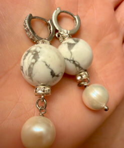 Silver New Earrings with Koh-Lon and Pearl