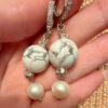 Silver New Earrings with Koh-Lon and Pearl #107