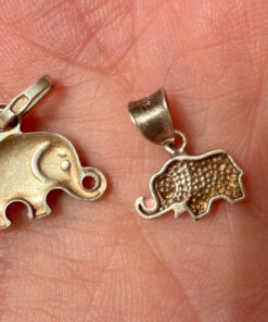 Two small elephants pendants sterling silver#107