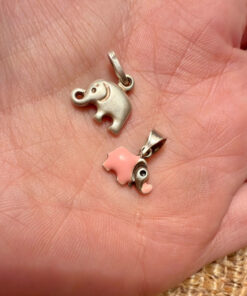 Two small elephants pendants sterling silver#107