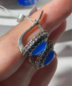 New Natural Agate & Sterling Silver 925 Jewelry Earrings